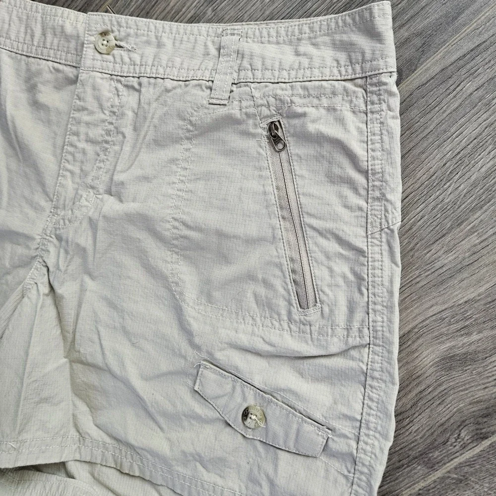 Columbia Womens Beige Ripstop Cotton Cargo Utility Hiking Shorts Size 12